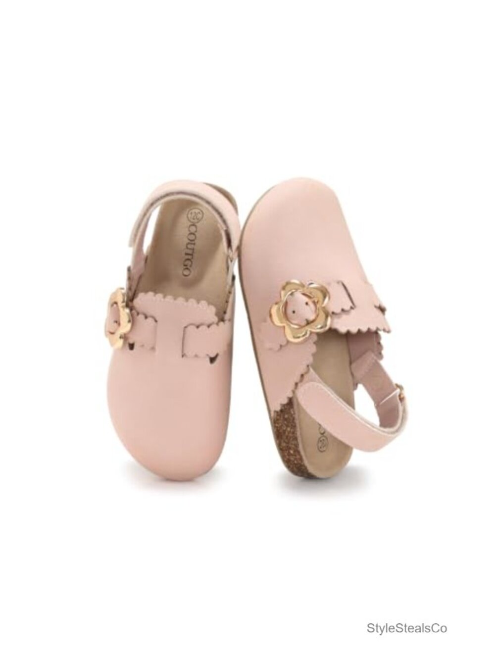 Girls Faux Suede Clogs Cork Footbed Slingback Mules Dress Shoes